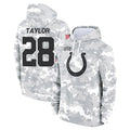 Blackjersey IN.Colts #28 Jonathan Taylor Player Arctic Camo Salute to Service Hoodies Limited Game Stitched Jerseys