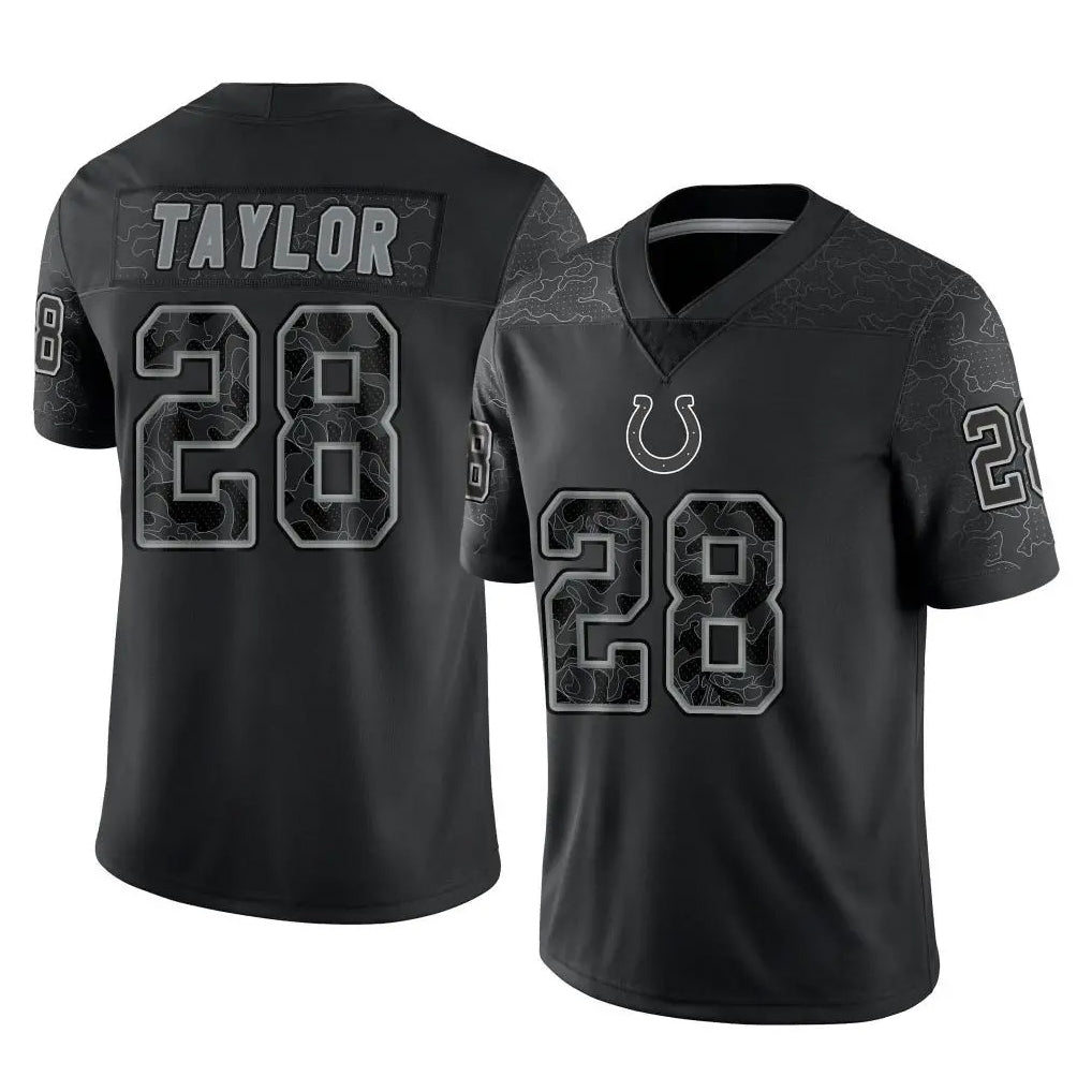 Blackjersey IN.Colts #28 Jonathan Taylor Player Black Reflective Limited Game Stitched Jerseys