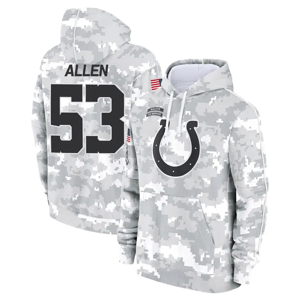 Blackjersey IN.Colts #53 CJ Allen Player Arctic Camo Salute to Service Hoodies Limited Game Stitched Jerseys