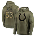 Blackjersey IN.Colts #53 CJ Allen Player Olive Salute to Service Pullover Hoodies Home Game Stitched Jerseys