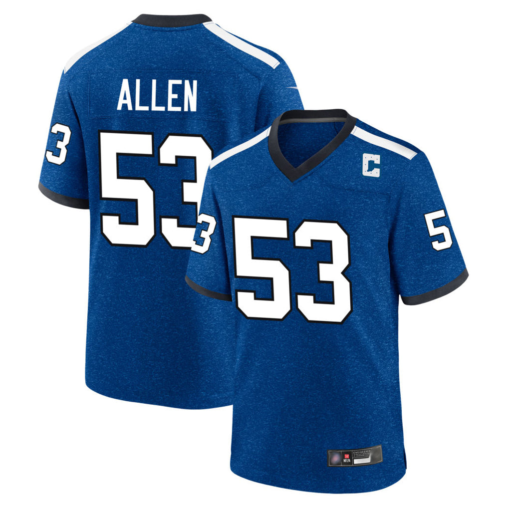 Blackjersey IN.Colts #53 CJ Allen Player Royal Alternate Indiana Nights Home Game Stitched Jerseys