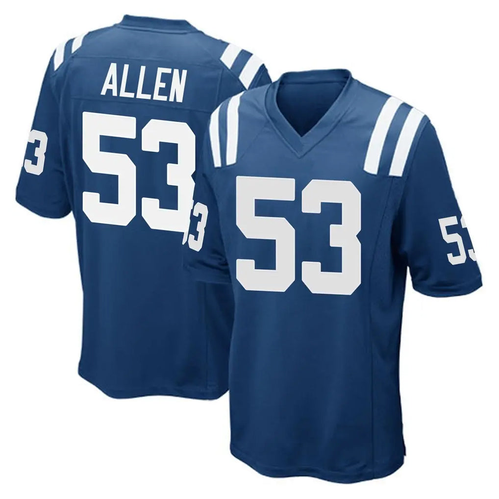 Blackjersey IN.Colts #53 CJ Allen Player Royal Home Game Stitched Jerseys