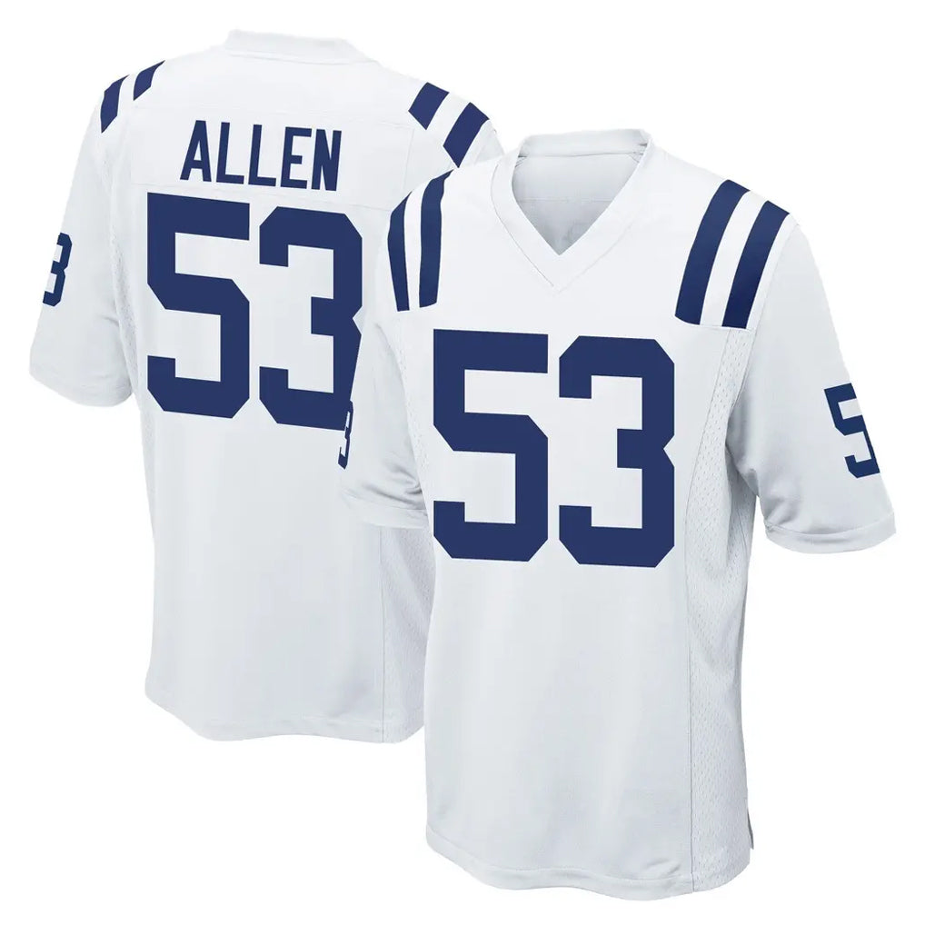 Blackjersey IN.Colts #53 CJ Allen Player White Home Game Stitched Jerseys