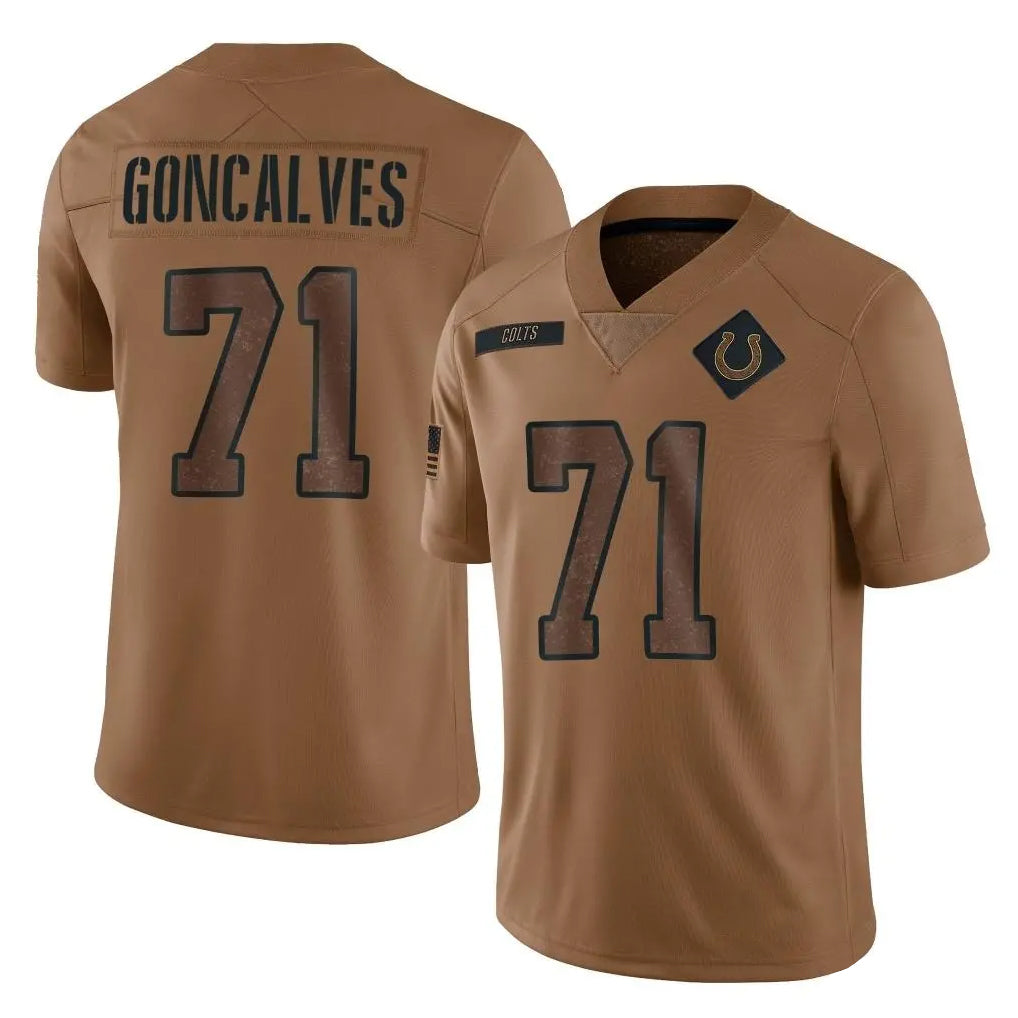 Blackjersey IN.Colts #71 Matt Goncalves Player Brown Salute To Service Limited Stitched Jerseys