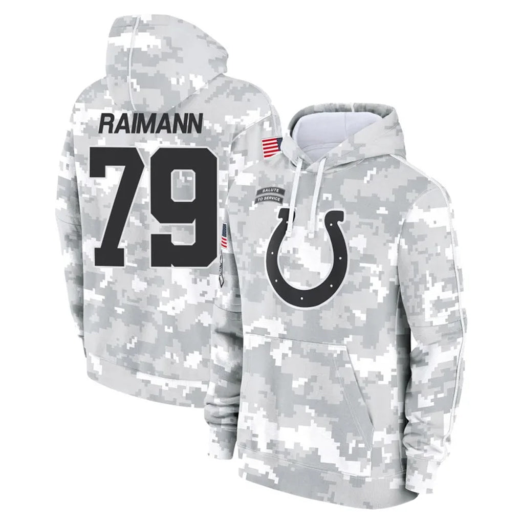 Blackjersey IN.Colts #79 Bernhard Raimann Player Arctic Camo Salute to Service Hoodies Limited Game Stitched Jerseys