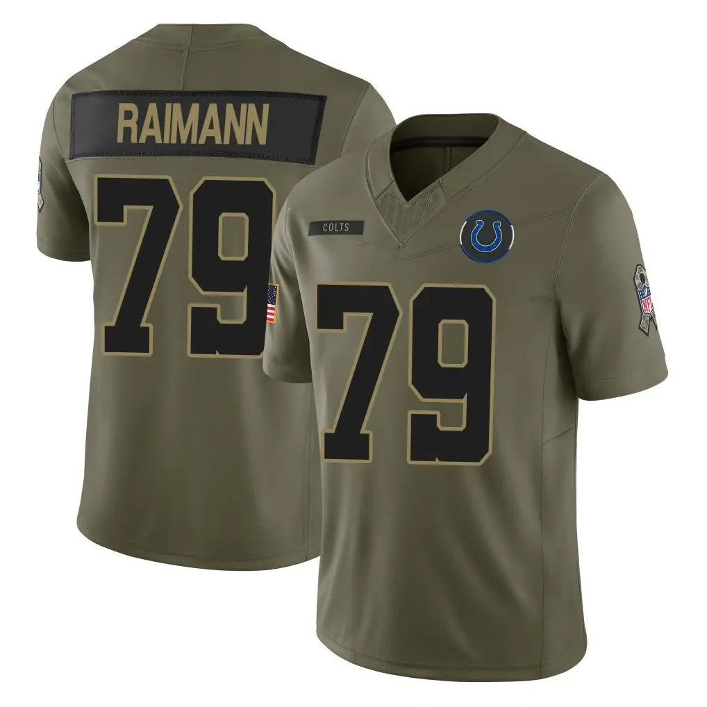 Blackjersey IN.Colts #79 Bernhard Raimann Player Olive Salute To Service Limited Game Stitched Jerseys
