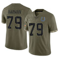 Blackjersey IN.Colts #79 Bernhard Raimann Player Olive Salute To Service Limited Stitched Jerseys