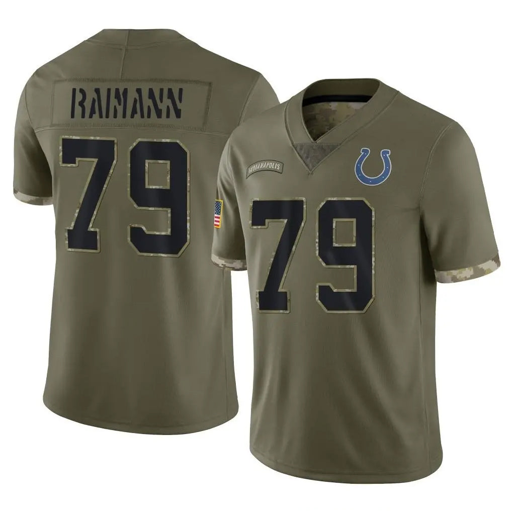 Blackjersey IN.Colts #79 Bernhard Raimann Player Olive Salute To Service Limited Stitched Jerseys