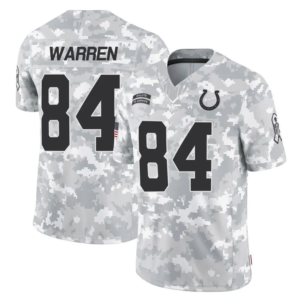Blackjersey IN.Colts #84 Tyler Warren Player Arctic Camo Salute To Service Limited Game Stitched Jerseys