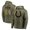 Blackjersey IN.Colts #84 Tyler Warren Player Olive Salute to Service Pullover Hoodies Home Game Stitched Jerseys
