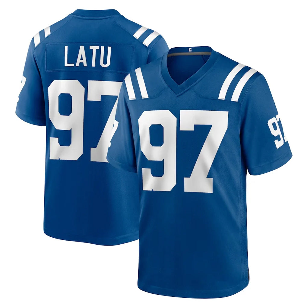 Blackjersey IN.Colts #97 Laiatu Latu Player Royal Home Game Stitched Jerseys