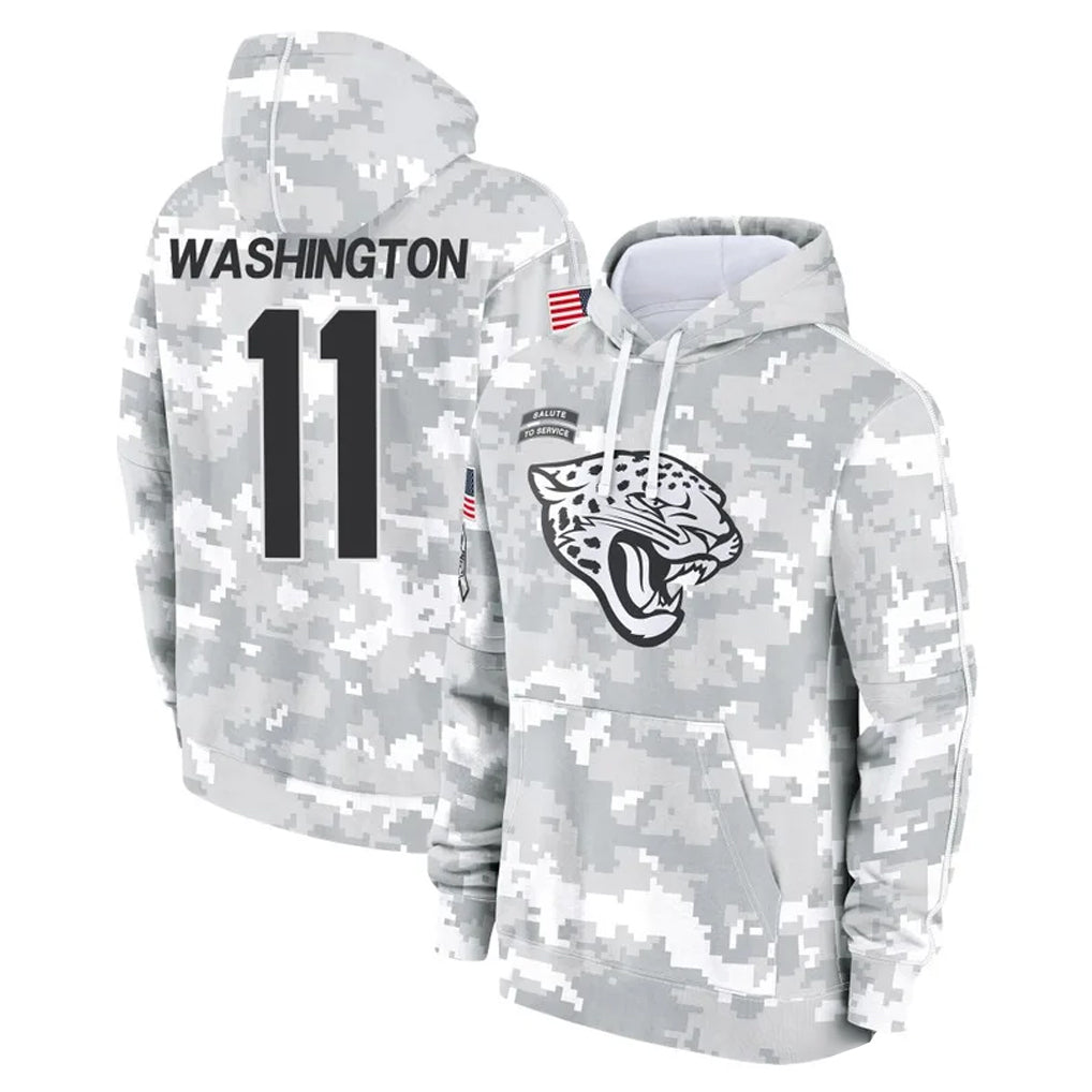 Blackjersey J.Jaguars #11 Parker Washington Player Arctic Camo Salute to Service Hoodies Limited Game Stitched Jerseys