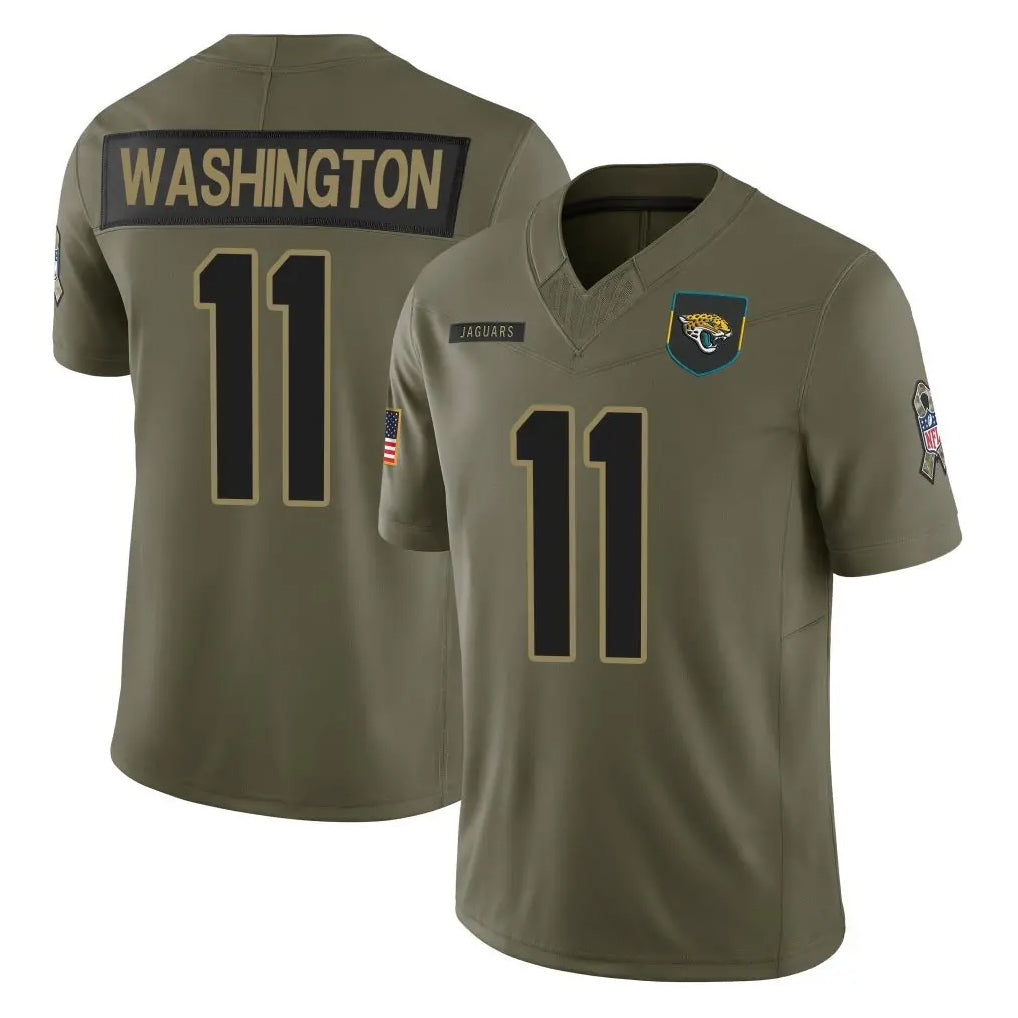 Blackjersey J.Jaguars #11 Parker Washington Player Olive 2025 Salute To Service Limited Game Stitched Jerseys