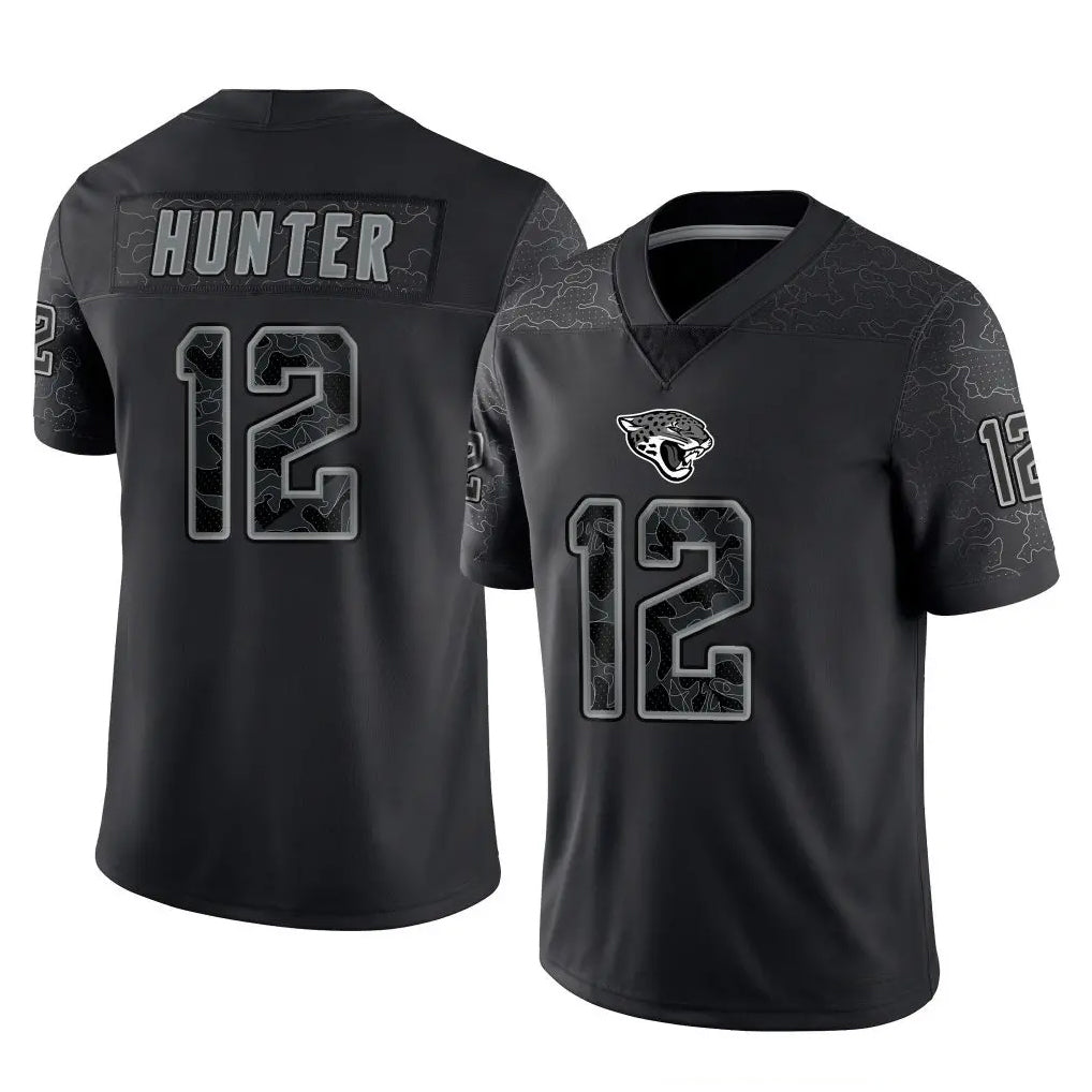 Blackjersey J.Jaguars #12 Travis Hunter Player Black Reflective Limited Game Stitched Jerseys