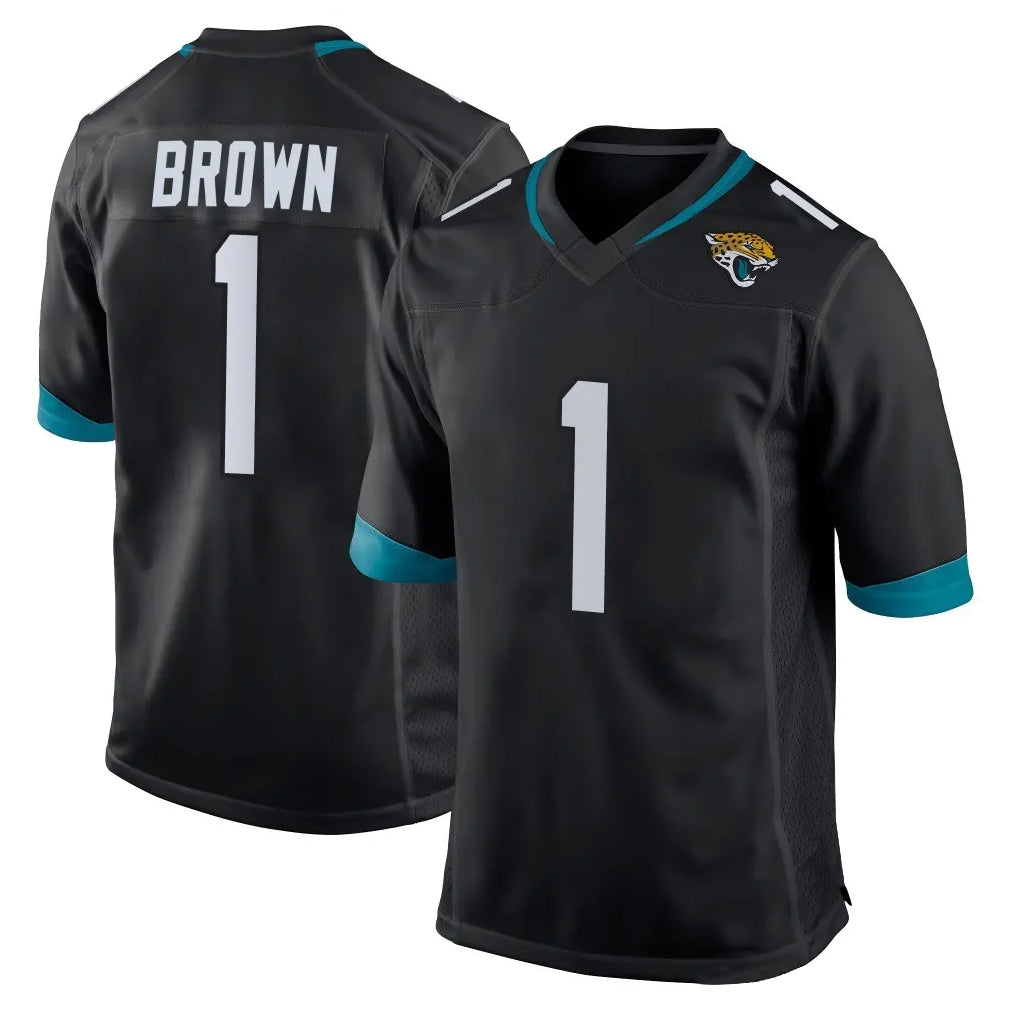 Blackjersey J.Jaguars #1 Montaric Brown Player Black Home Game Stitched Jerseys