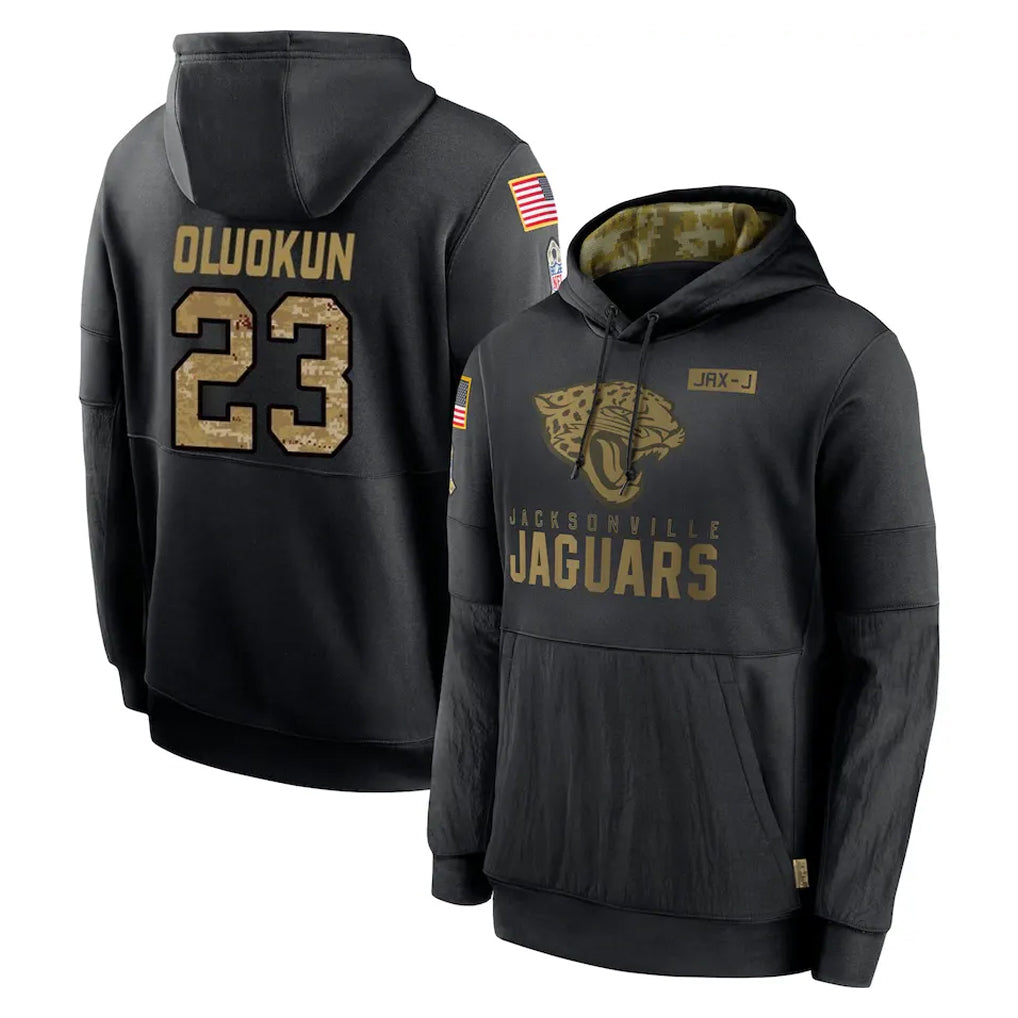 Blackjersey J.Jaguars #23 Foyesade Oluokun Player Black Salute to Service Hoodies Limited Game Stitched Jerseys