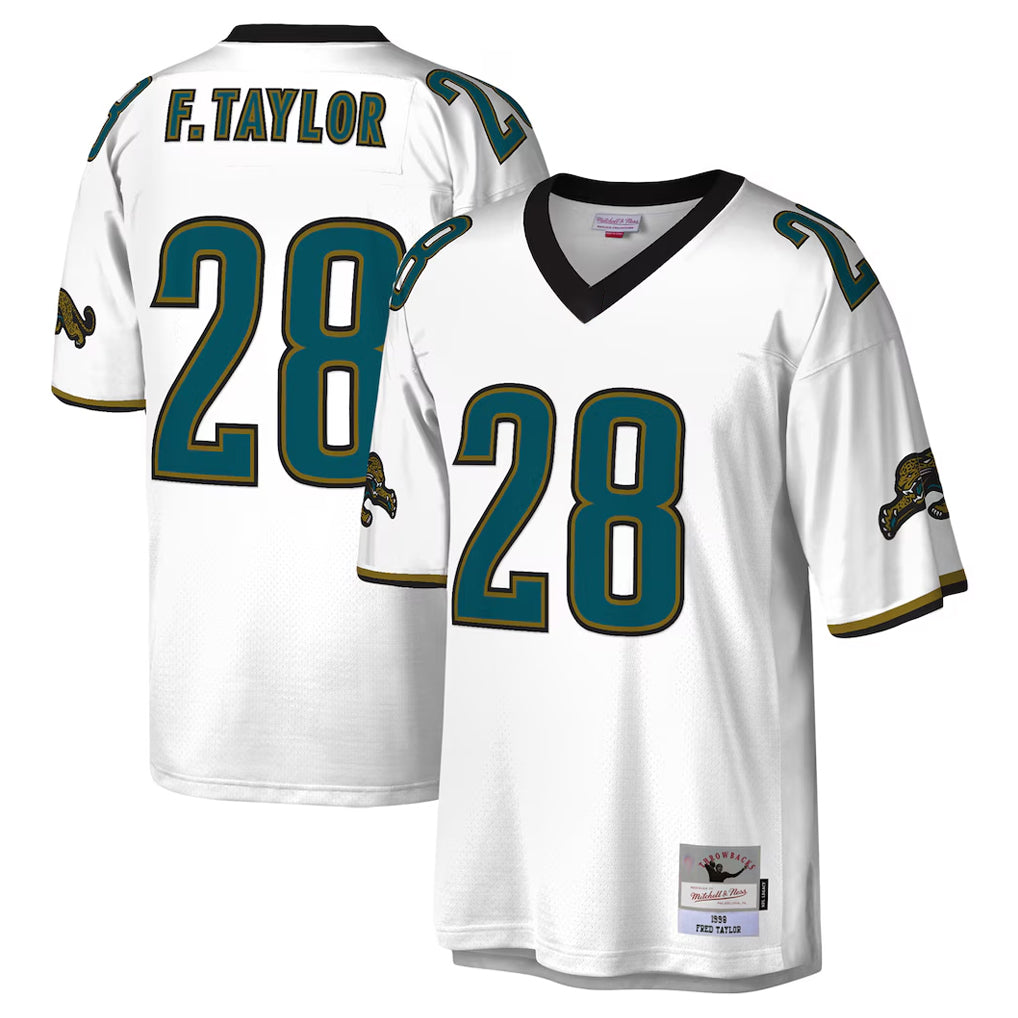 Blackjersey J.Jaguars #28 Fred Taylor?Player White Mitchell & Ness Legacy Home Game Stitched Jerseys