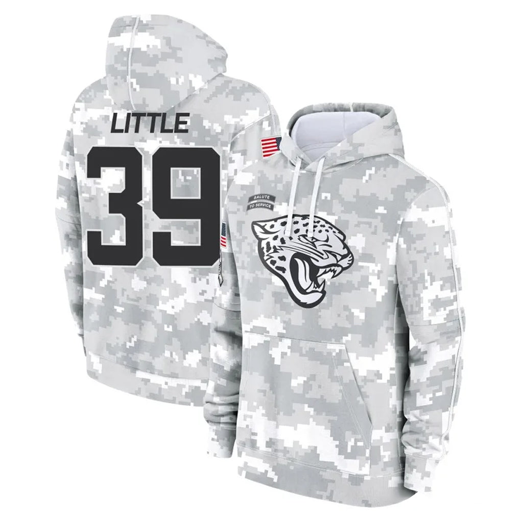 Blackjersey J.Jaguars #39 Cam Little Player Arctic Camo Salute to Service Hoodies Limited Game Stitched Jerseys