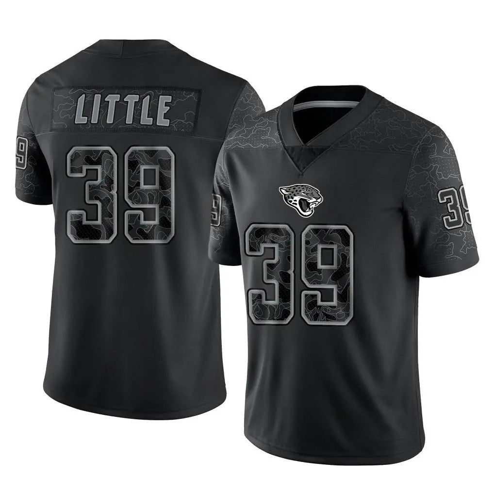 Blackjersey J.Jaguars #39 Cam Little Player Black Reflective Limited Game Stitched Jerseys