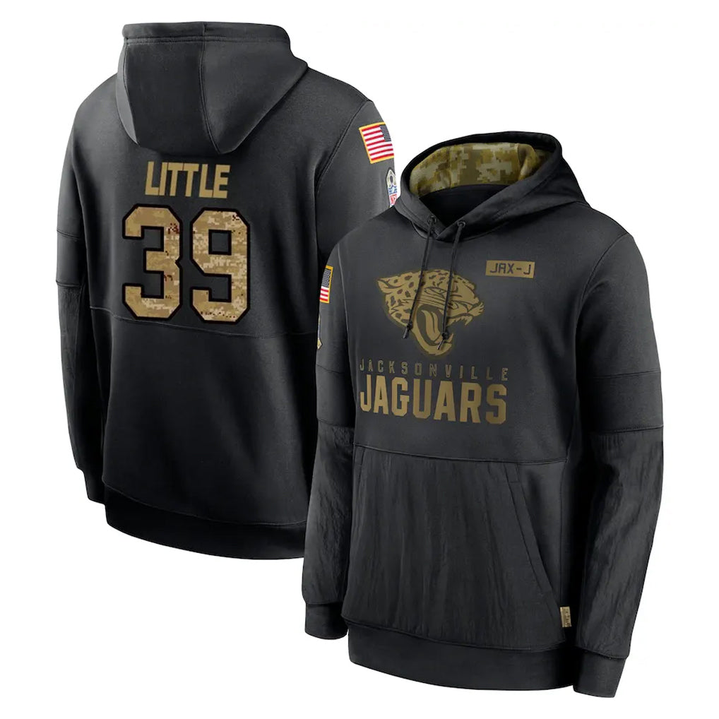 Blackjersey J.Jaguars #39 Cam Little Player Black Salute to Service Hoodies Limited Game Stitched Jerseys