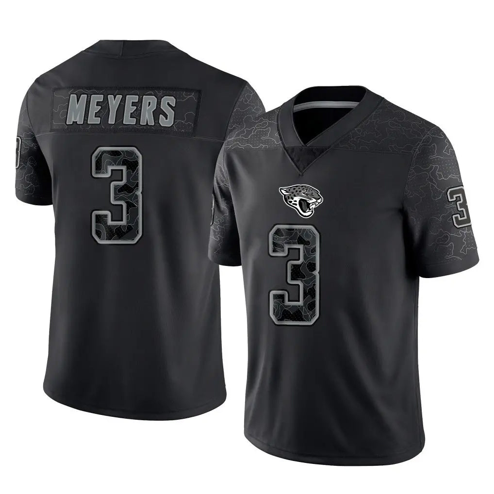 Blackjersey J.Jaguars #3 Jakobi Meyers Player Black Reflective Limited Game Stitched Jerseys