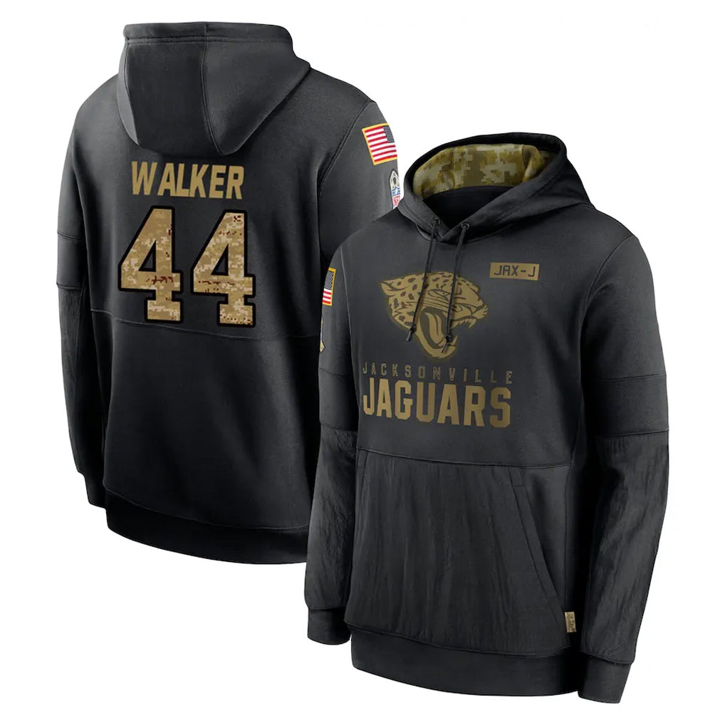 Blackjersey J.Jaguars #44 Travon Walker Player Black Salute to Service Hoodies Limited Game Stitched Jerseys