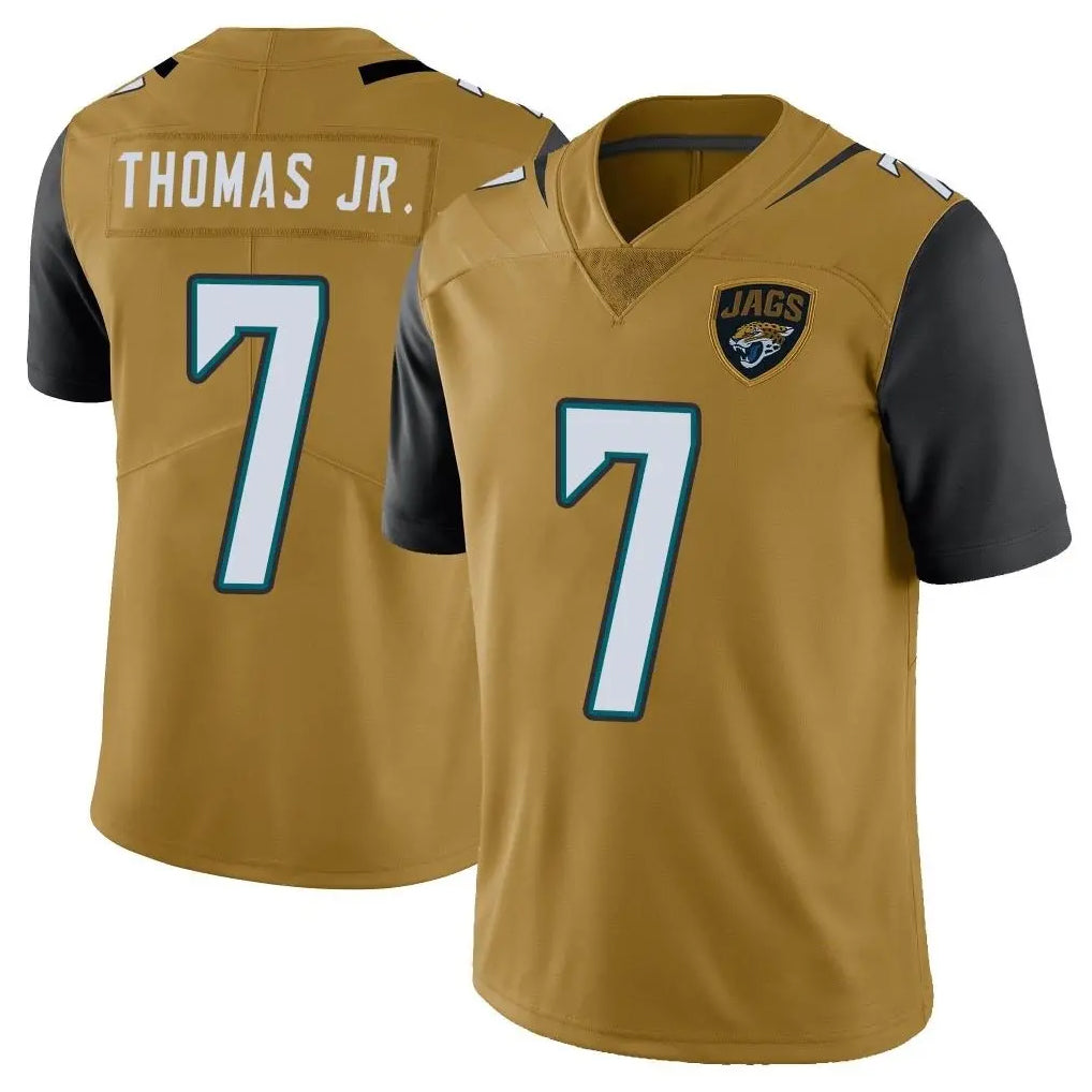 Blackjersey J.Jaguars #7 Brian Thomas Jr. Player Gold Vapor Limited Home Game Stitched Jerseys