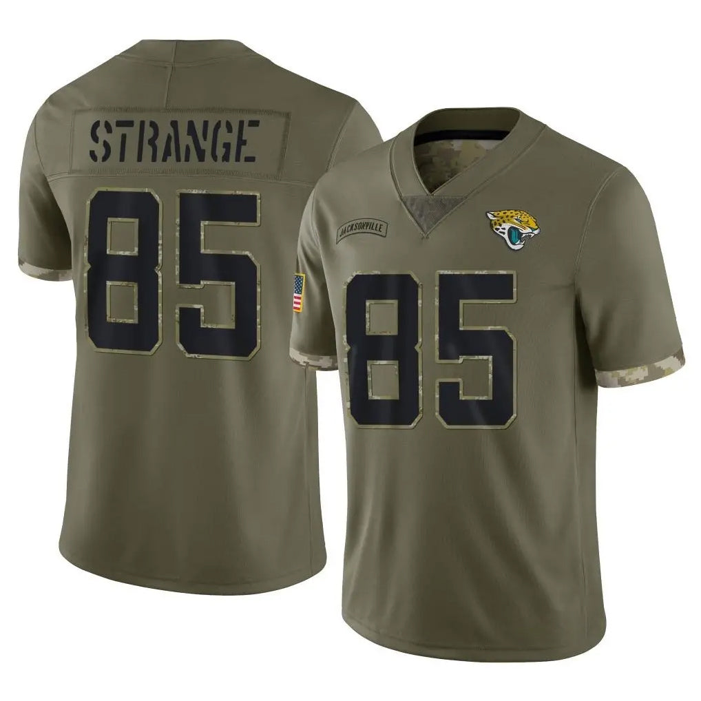 Blackjersey J.Jaguars #85 Brenton Strange Player Olive Salute To Service Limited Stitched Jerseys