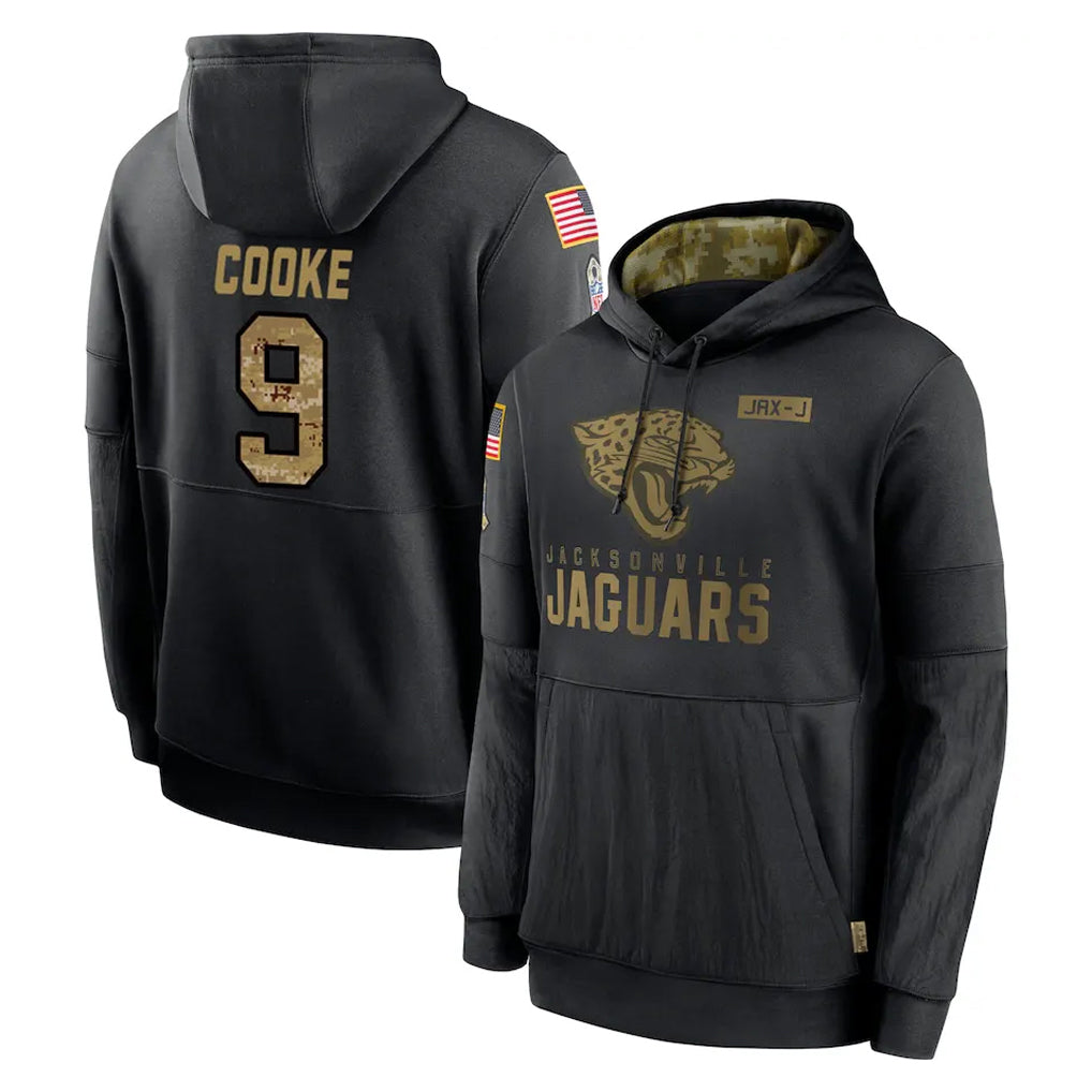 Blackjersey J.Jaguars #9 Logan Cooke Player Black Salute to Service Hoodies Limited Game Stitched Jerseys