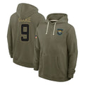 Blackjersey J.Jaguars #9 Logan Cooke Player Olive Salute to Service Pullover Hoodies Limited Stitched Jerseys