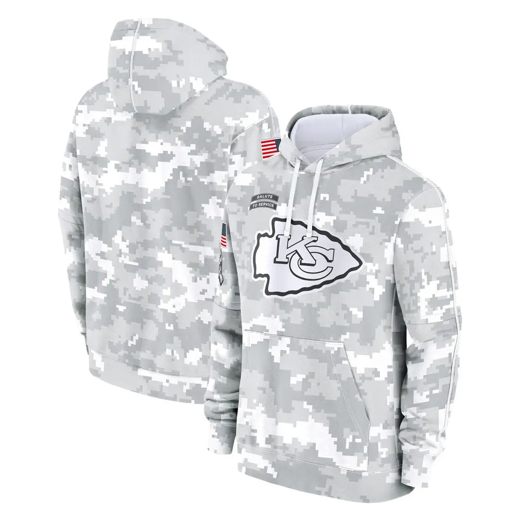Blackjersey KC.Chiefs Arctic Camo Salute to Service Hoodies Limited Game Blank Player Stitched Jerseys