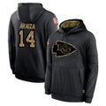 Blackjersey KC.Chiefs #14 Matt Araiza Player Black Salute to Service Hoodies Limited Game Stitched Jerseys