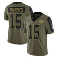 Blackjersey KC.Chiefs #15 Patrick Mahomes Player Olive Salute To Service Limited Game Stitched Jerseys