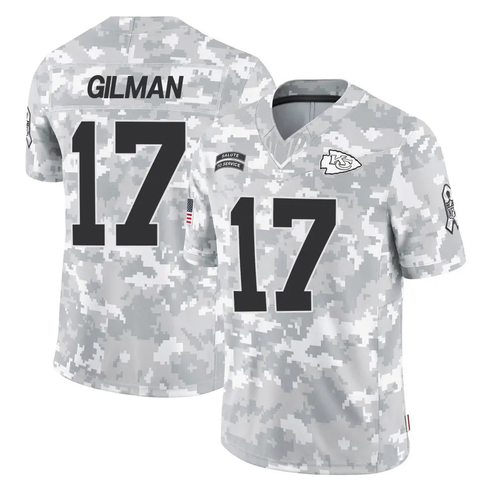 Blackjersey KC.Chiefs #17 Alohi Gilman Player Arctic Camo Salute To Service Limited Game Stitched Jerseys