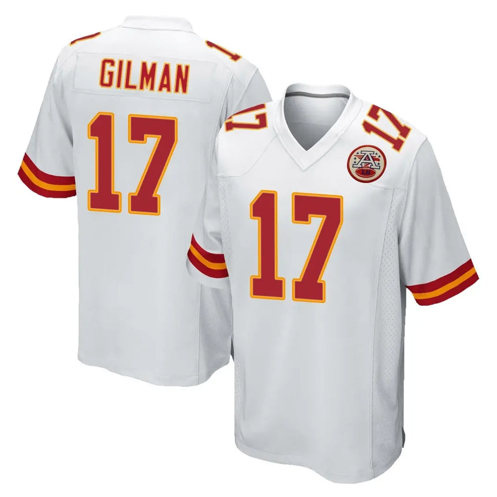 Blackjersey KC.Chiefs #17 Alohi Gilman Player White Home Game Stitched Jerseys