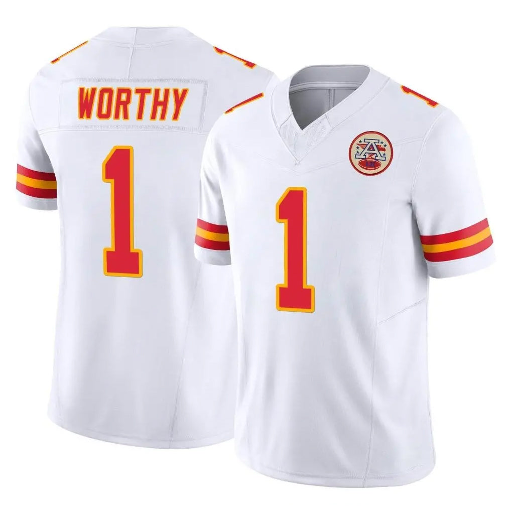 Blackjersey KC.Chiefs #1 Xavier Worthy Player White Limited Vapor F.U.S.E. Home Game Stitched Jerseys