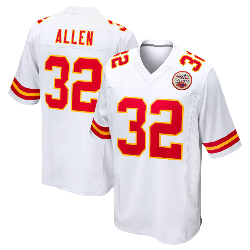 Blackjersey KC.Chiefs #32 Marcus Allen Player White Home Game Stitched Jerseys