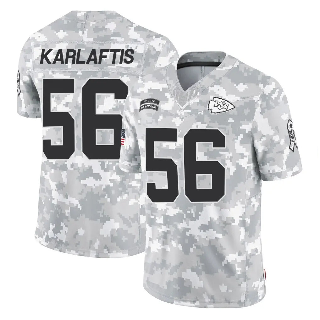 Blackjersey KC.Chiefs #56 George Karlaftis Player Arctic Camo Salute To Service Limited Game Stitched Jerseys