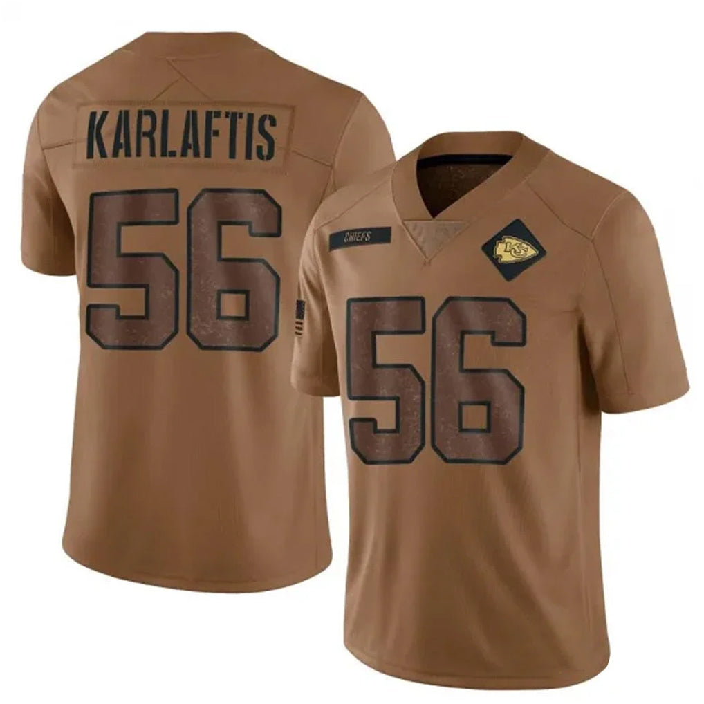 Blackjersey KC.Chiefs #56 George Karlaftis Player Brown Salute To Service Limited Stitched Jerseys