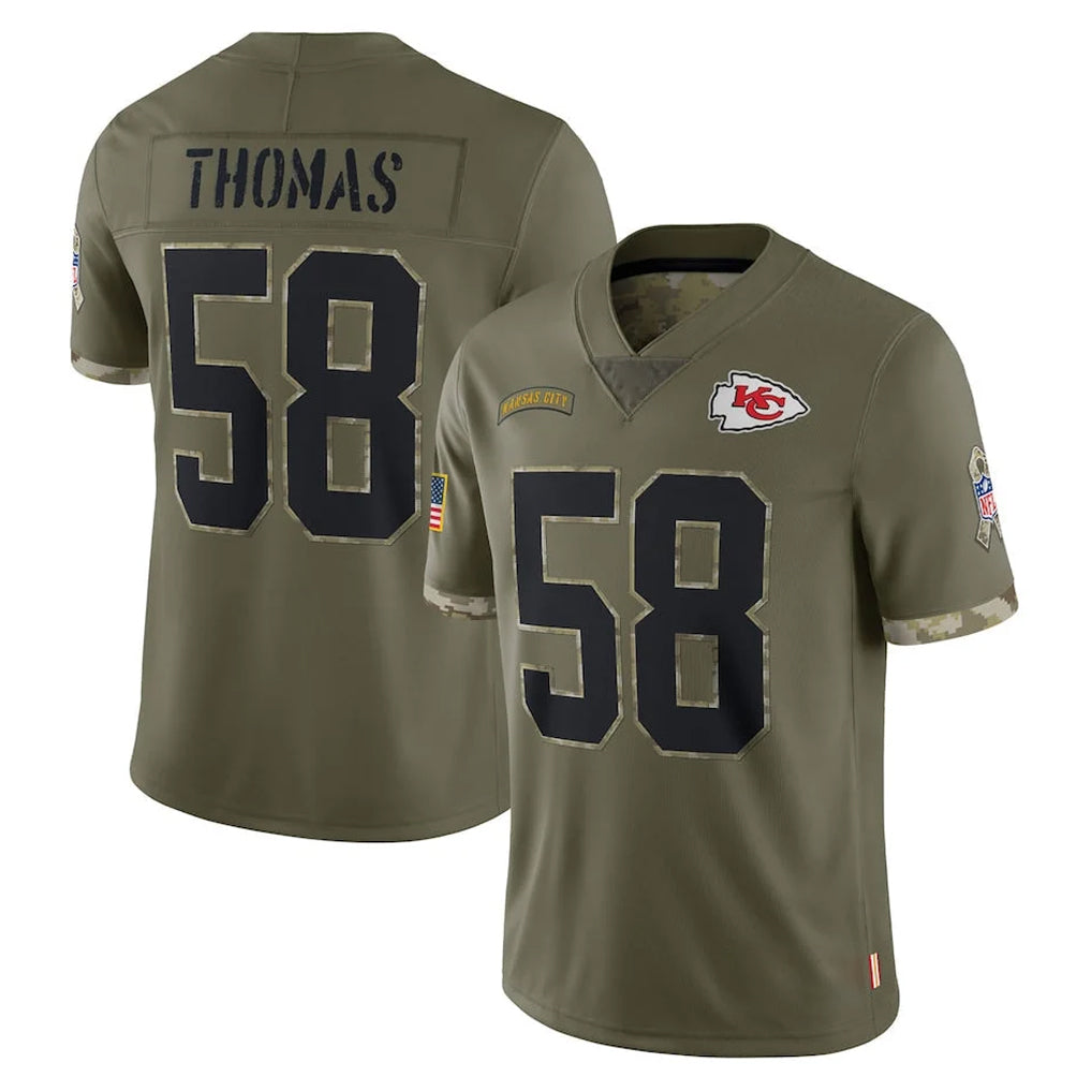 Blackjersey KC.Chiefs #58 Derrick Thomas Player Olive Salute To Service Limited Stitched Jerseys