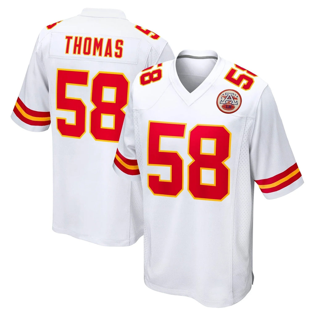 Blackjersey KC.Chiefs #58 Derrick Thomas Player White Home Game Stitched Jerseys