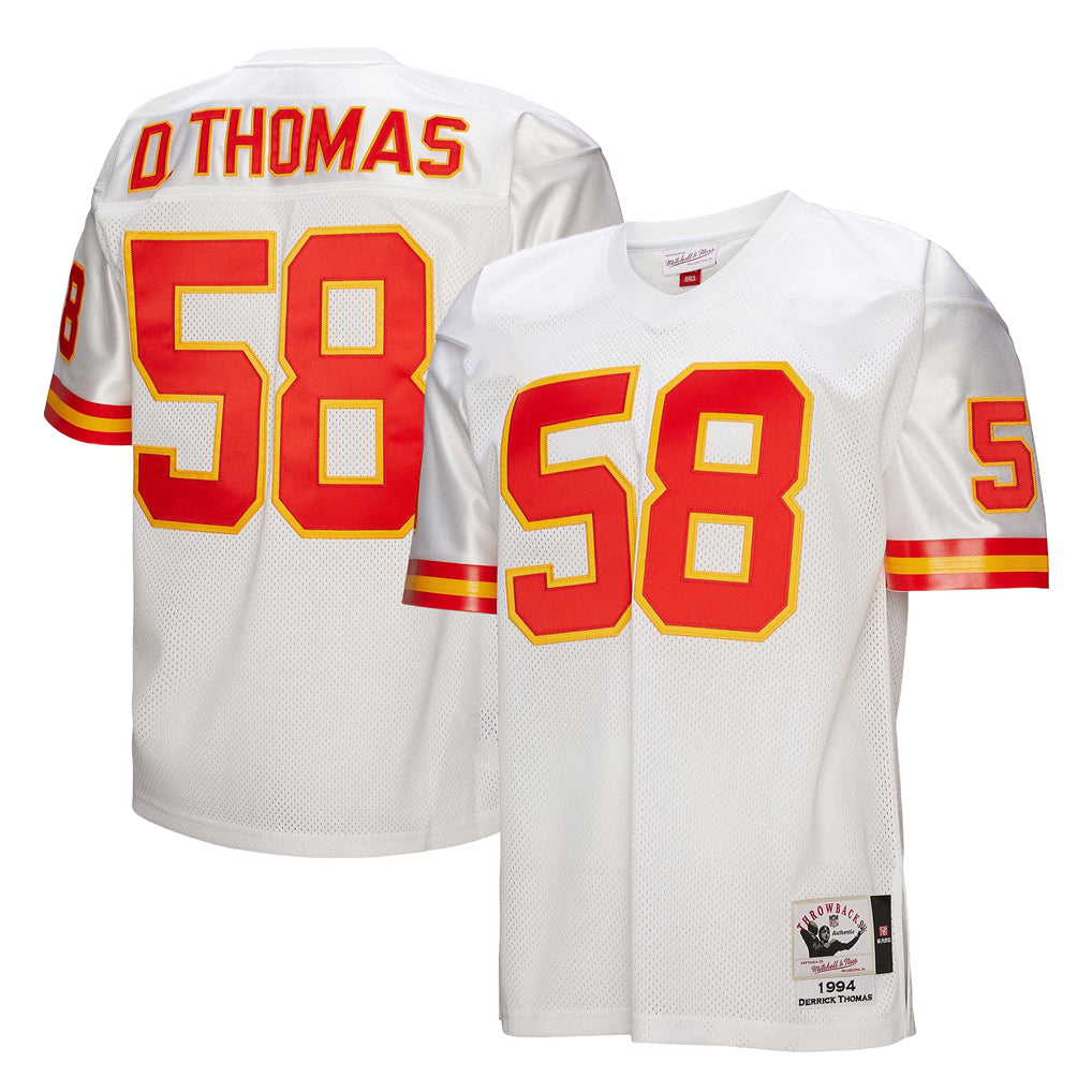 Blackjersey KC.Chiefs #58 Derrick Thomas Player White Mitchell & Ness 1994 Throwback Retired Stitched Jerseys