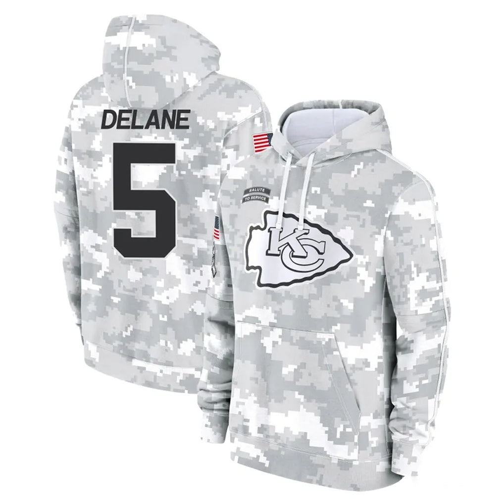 Blackjersey KC.Chiefs #5 Mansoor Delane Player Arctic Camo Salute to Service Hoodies Limited Game Stitched Jerseys
