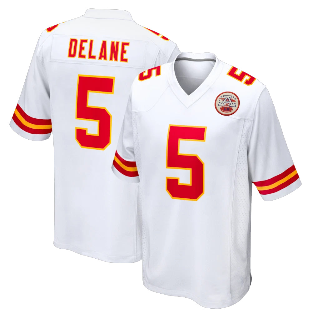 Blackjersey KC.Chiefs #5 Mansoor Delane Player White Home Game Stitched Jerseys