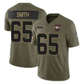Blackjersey KC.Chiefs #65 Trey Smith Player Olive 2025 Salute To Service Limited Game Stitched Jerseys