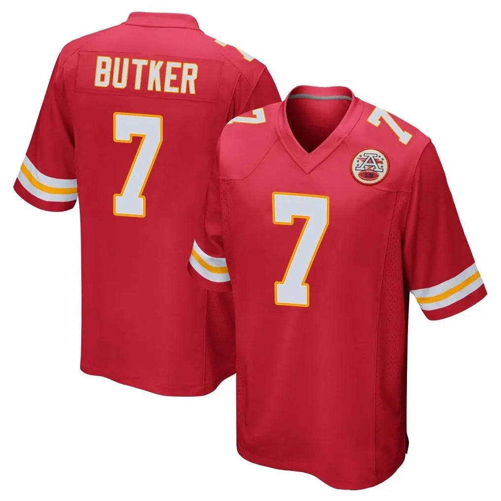 Blackjersey KC.Chiefs #7 Harrison Butker Player Red Home Game Stitched Jerseys