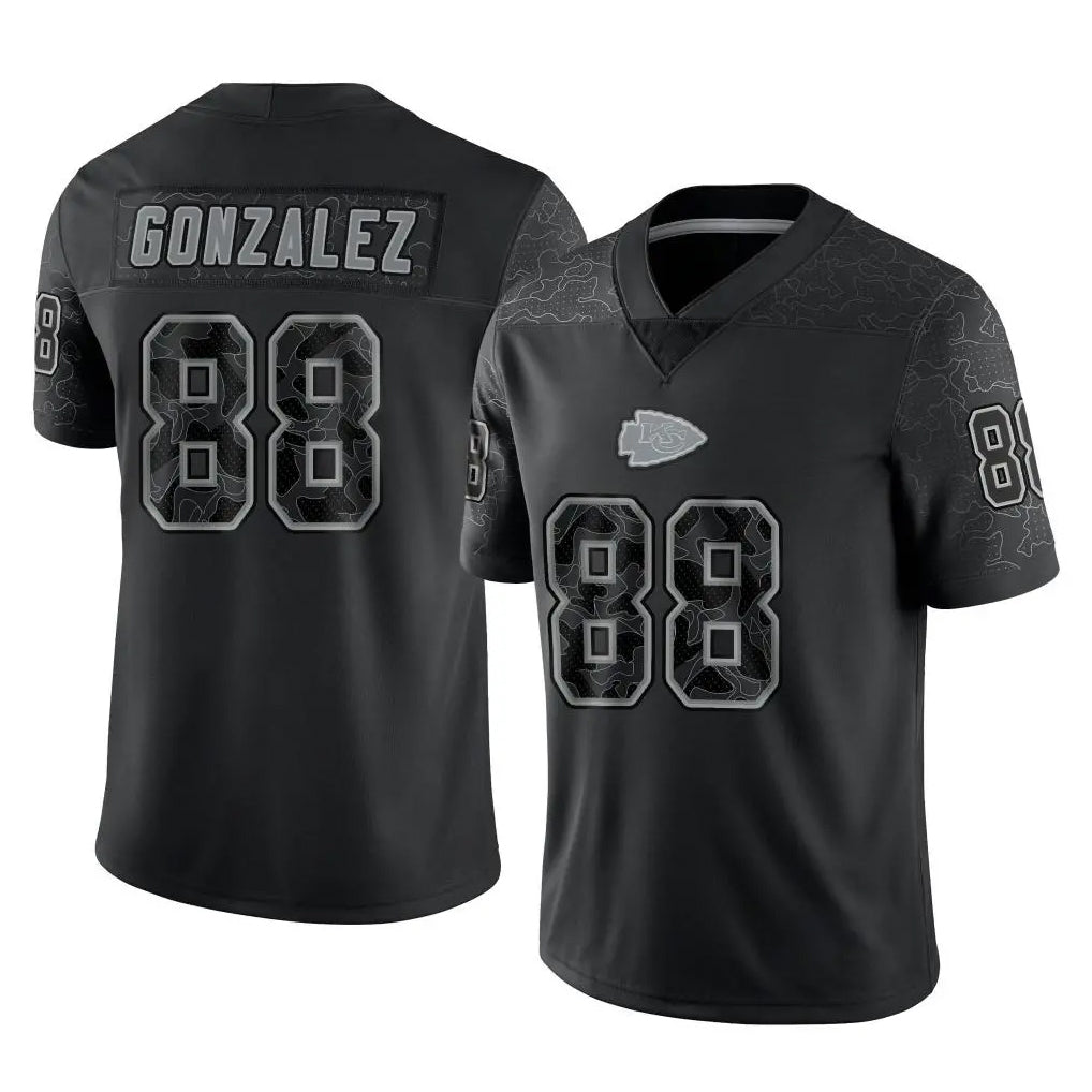 Blackjersey KC.Chiefs #88 Tony Gonzalez Player Black Limited Reflective Game Stitched Jerseys