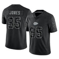 Blackjersey KC.Chiefs #95 Chris Jones Player Black Limited Reflective Game Stitched Jerseys