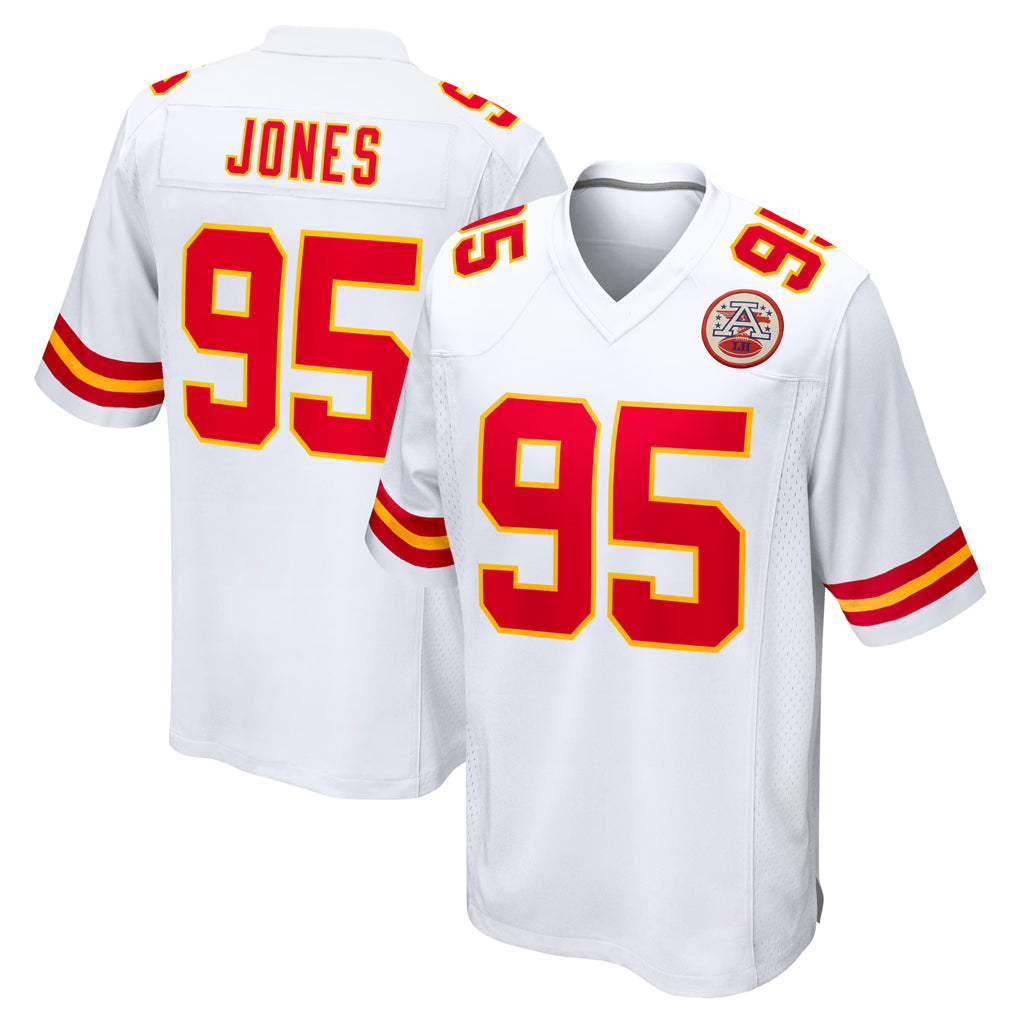 Blackjersey KC.Chiefs #95 Chris Jones Player White Home Game Stitched Jerseys