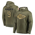 Blackjersey KC.Chiefs #9 Kenneth Walker III Player Olive Salute to Service Pullover Hoodies Home Game Stitched Jerseys